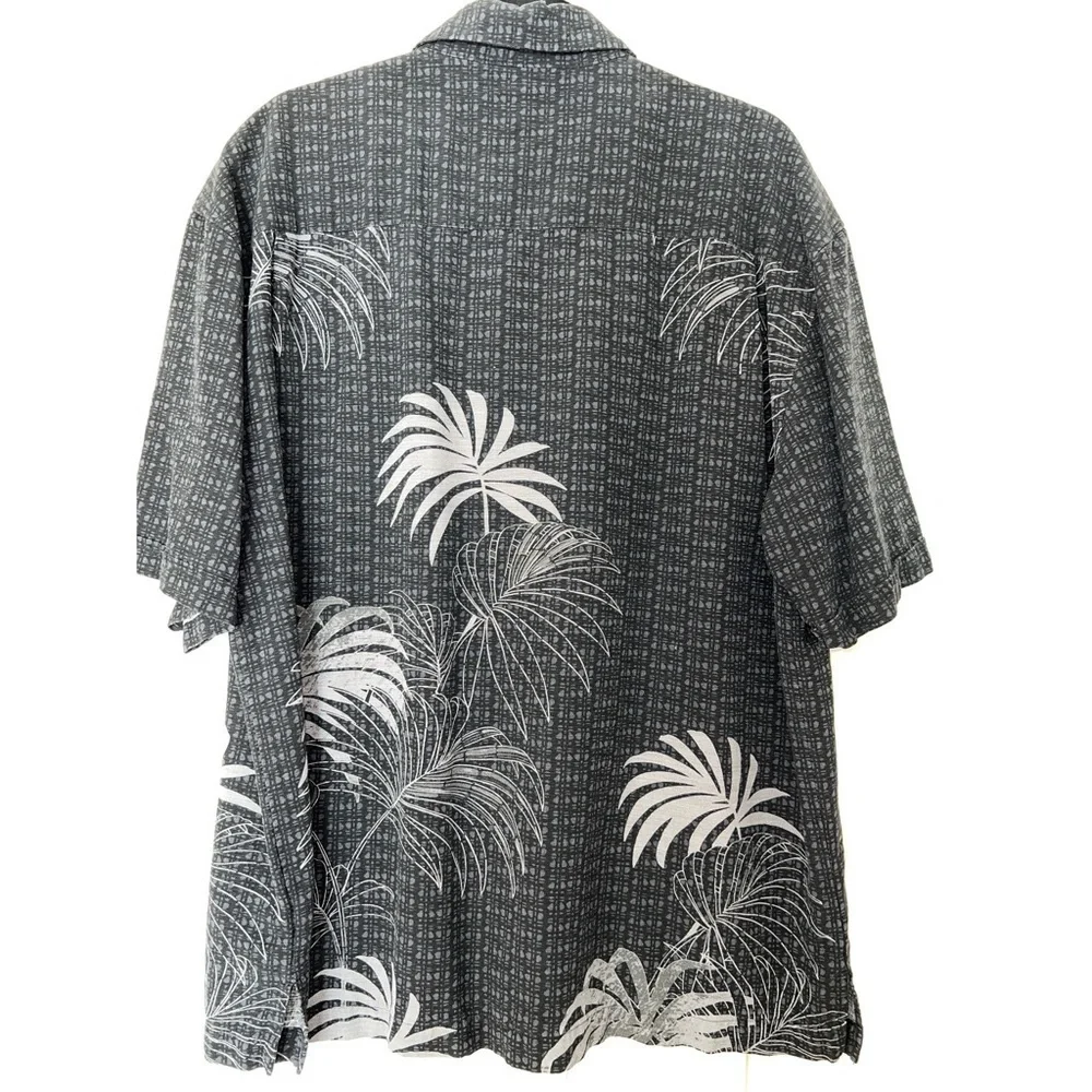 Jamaica JAXX 100% SILK SHORT SLEEVE BLACK PALMS SHIRT - SIZE XL - Picture 2 of 7